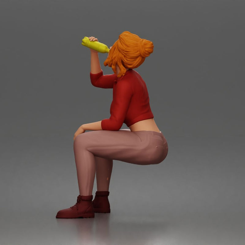 girl sitting drink during short peaceful break - Only-Games