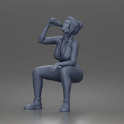 girl sitting drink during short peaceful break - Only-Games