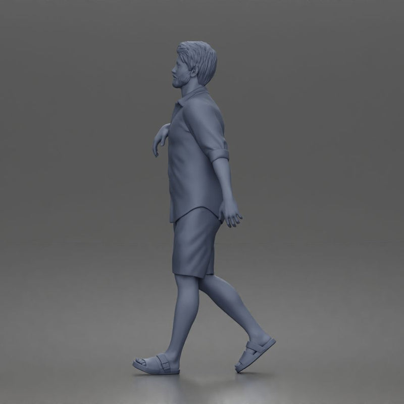 bearded man strolling forward in casual summer outfit and sandals - Only-Games