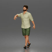 bearded man strolling forward in casual summer outfit and sandals - Only-Games