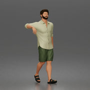 bearded man strolling forward in casual summer outfit and sandals - Only-Games