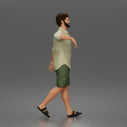 bearded man strolling forward in casual summer outfit and sandals - Only-Games