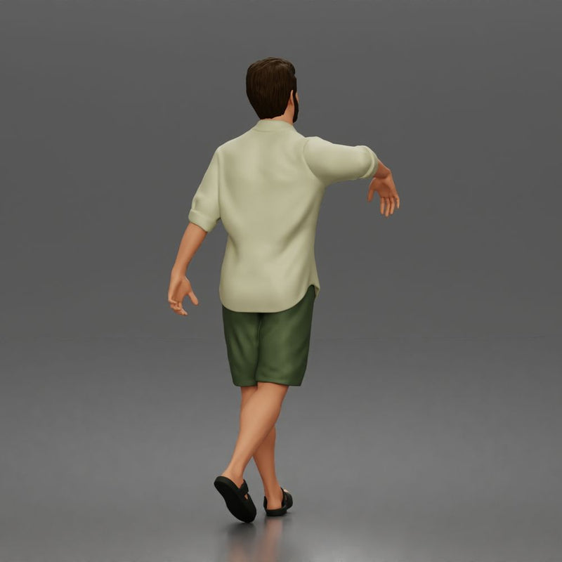bearded man strolling forward in casual summer outfit and sandals - Only-Games