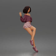Stylish girl sitting gracefully in relaxed offshoulder top and skirt - Only-Games