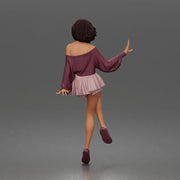 Stylish girl sitting gracefully in relaxed offshoulder top and skirt - Only-Games