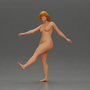 Naked Woman joyfully kicks her leg with energy - Only-Games