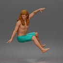 Surfer Man Riding Surfboard Shirtless Board Shorts