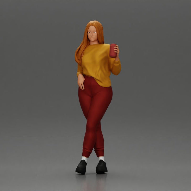 Confident Style in Yellow and Red, Holding a Drink with sunglasses - Only-Games