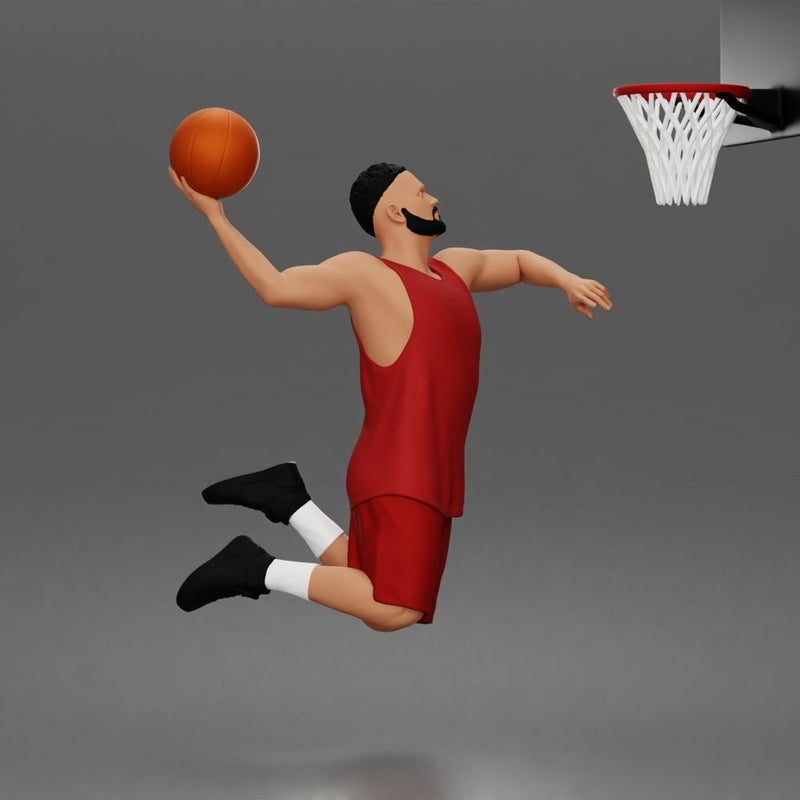 Basketball player soaring through air for powerful onehanded slam dunk - Only-Games