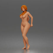 naked woman standing barefoot in relaxed casual summer pose - Only-Games