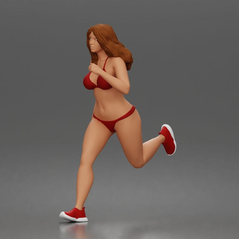 Running woman wearing bikini top with sneakers sprinting - Only-Games
