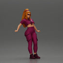 Confident woman in purple sportswear and sunglasses leaning on the car stylishly - Only-Games