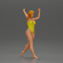 woman in yellow swimsuit carrying a red surfboard on her shoulders - Only-Games