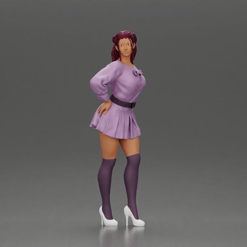 Stylishly Standing with One Hand on Hip and Playful Look - Only-Games