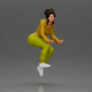 Sporty girl riding a red bike in bright yellow tracksuit - Only-Games