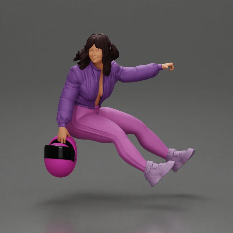girl rides with purpose power and grace holding her helmet with steady pride - Only-Games