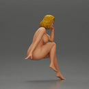 Naked Blonde Woman Sitting Gracefully - Only-Games