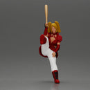 woman in red outfit sitting on a motorcycle holding a baseball bat - Only-Games