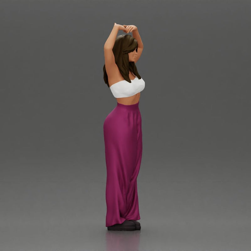 woman striking a heart-shaped pose with joyful energy - Only-Games