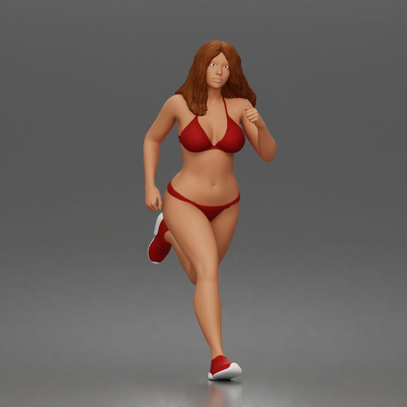 Running woman wearing bikini top with sneakers sprinting - Only-Games