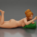 Relaxed Naked Woman Lying on Pillow Taking a Selfie with Phone - Only-Games