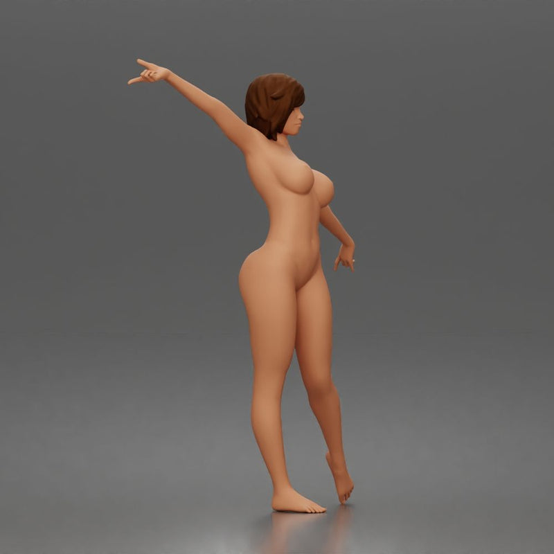 naked Woman dances balancing bottoms barefoot - Only-Games