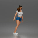 Trendy Woman Standing Confidently in Beanie, Crop Top, and Shorts