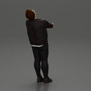 Man in jacket leaning back holding hands enjoying a playful dance moment - Only-Games