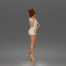Graceful Woman Posing Elegantly in Minimal Short Dress and Heel