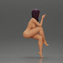 Naked woman sitting posing with a cigarette confidently - Only-Games
