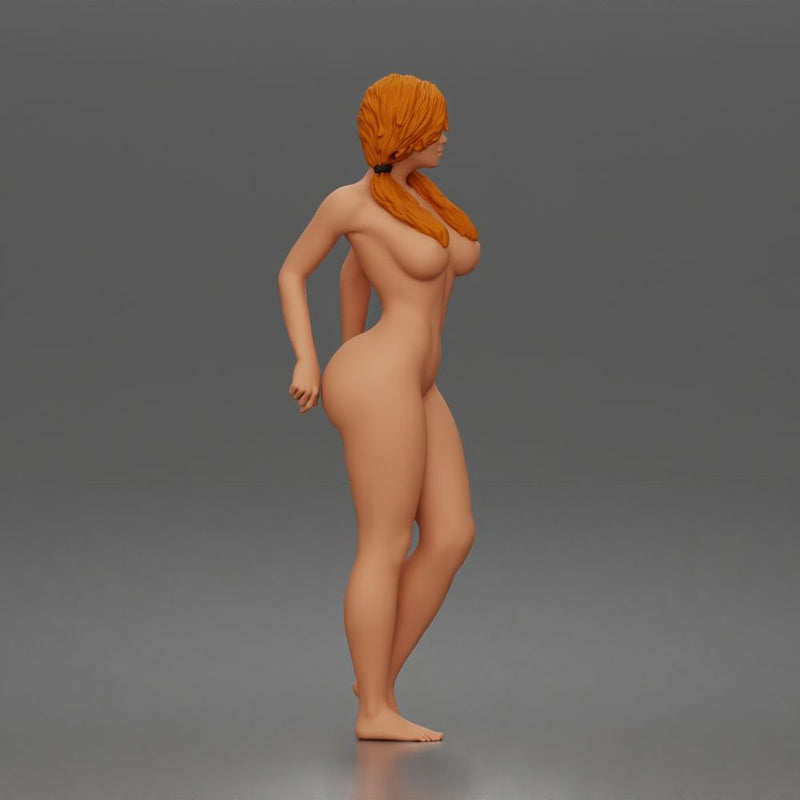 naked woman standing barefoot in relaxed casual summer pose - Only-Games