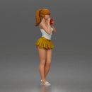 woman Drinking In Camisole Ruffled Mini Skirt Slides