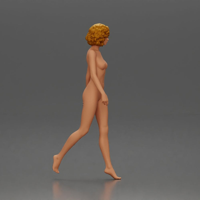 Naked Woman with curly hair walking - Only-Games