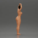 Naked Brunette woman stretching with elegant ballet pose - Only-Games