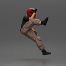 Biker woman in red helmet striking pose on black motorcycle - Only-Games