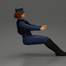 Focused officer in blue uniform driving seated holding steering wheel - Only-Games