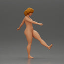 Naked Woman joyfully kicks her leg with energy - Only-Games