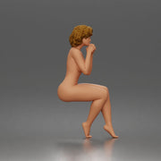Naked Sitting Woman Clasping Hands - Only-Games