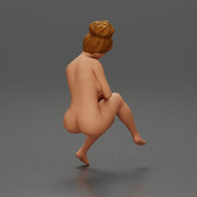 Naked Relaxed girl sipping coffee enjoying a peaceful moment on the beach - Only-Games