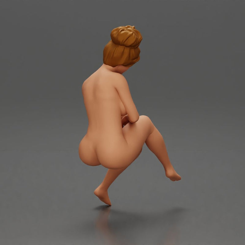 Naked Relaxed girl sipping coffee enjoying a peaceful moment on the beach - Only-Games