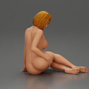 Naked Woman sitting gracefully on the floor with a relaxed pose - Only-Games