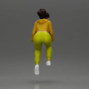 Sporty girl riding a red bike in bright yellow tracksuit - Only-Games