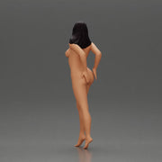 Naked Long black haired woman with one hand on her hip - Only-Games