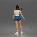 Trendy Woman Standing Confidently in Beanie, Crop Top, and Shorts