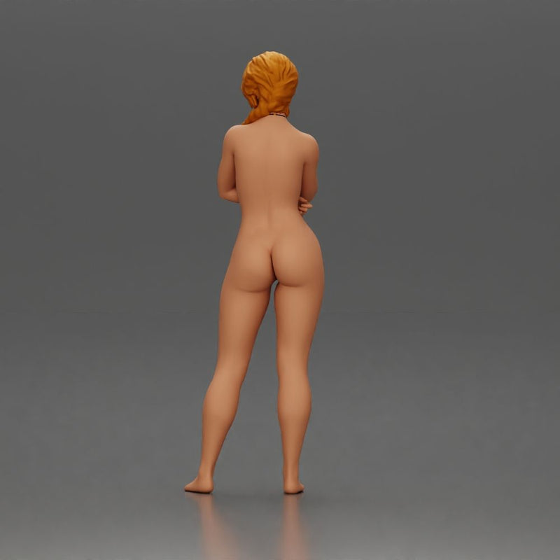naked Woman Posing Thoughtfully with Hand on Her Chin - Only-Games