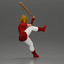 woman in red outfit sitting on a motorcycle holding a baseball bat - Only-Games