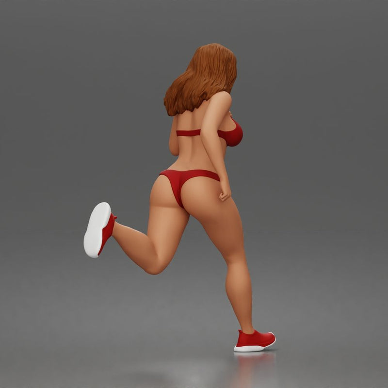 Running woman wearing bikini top with sneakers sprinting - Only-Games