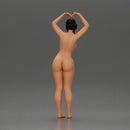 Naked Brunette woman stretching with elegant ballet pose - Only-Games