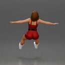 Woman in red outfit stretching arms wide while sitting on motorcycle - Only-Games
