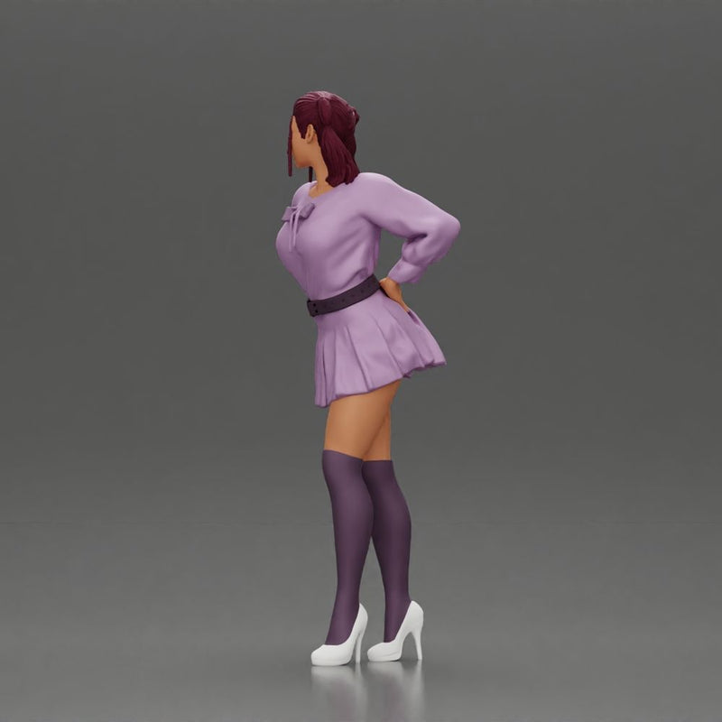 Stylishly Standing with One Hand on Hip and Playful Look - Only-Games
